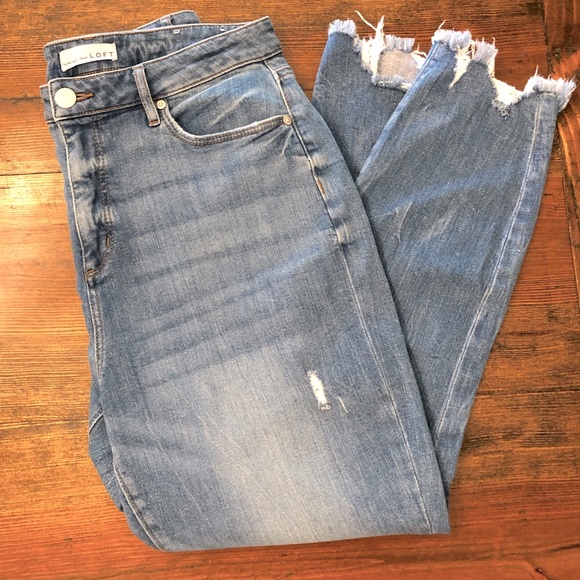 LOFT Curvy High Waist Skinny Raw Hem Jeans - Picture 1 of 6